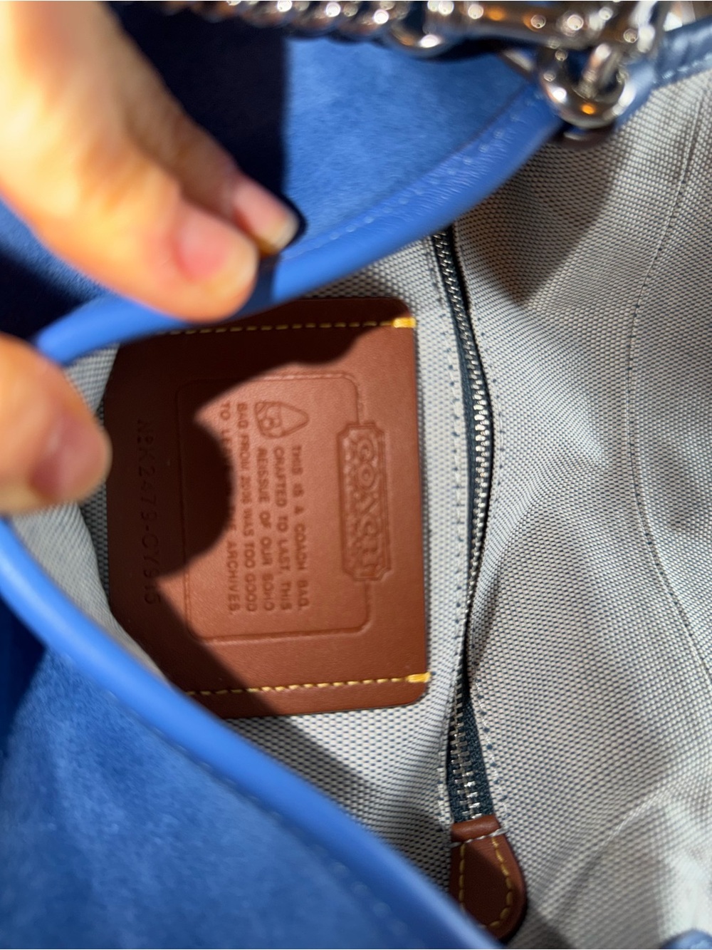 Coach Blue Suede Shoulder Bag with Silver Hardware - Picture 8 of 8